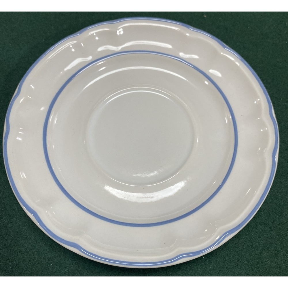 Floral Expressions 6" Stoneware Saucers Set Of 2 Made in Mexico, White/Blue Trim
